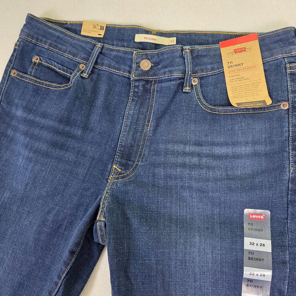 Levi’s 711 Skinny Jeans 32x26 Dark Wash‎ Stretch NWT